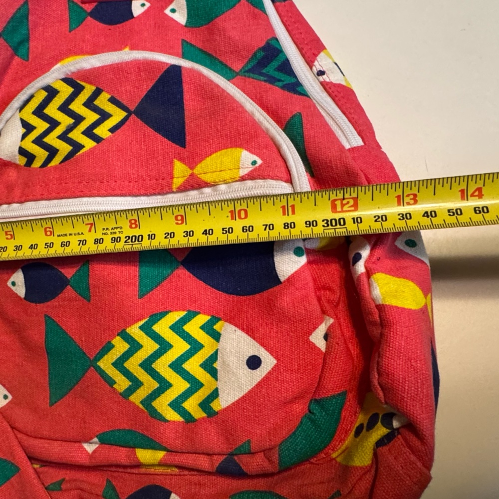 Vintage High End OP Pink Surf Colorful Fish Pattern Women’s Backpack MINTY - Picture 7 of 7